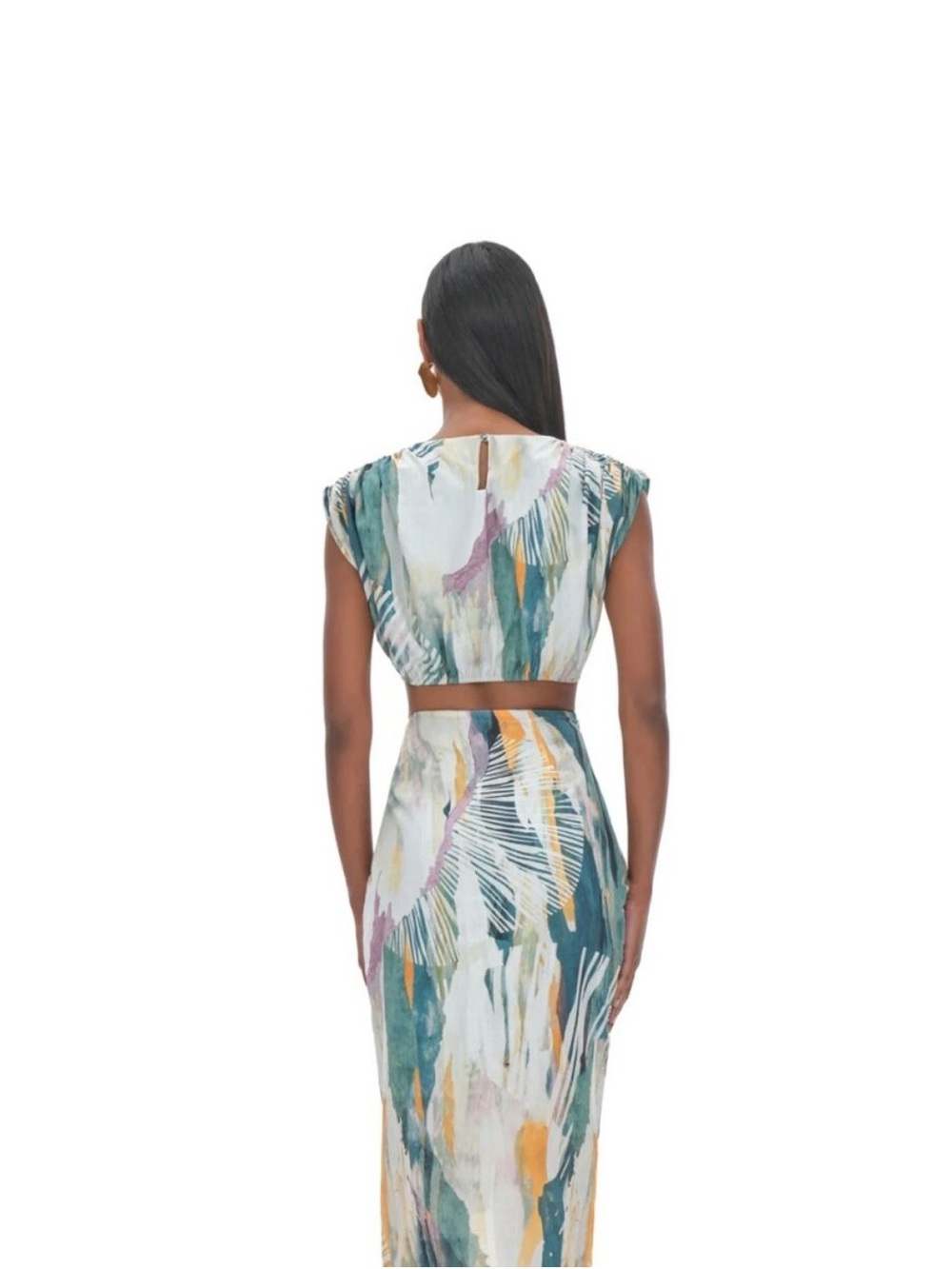 Andrea Iyamah Halima Abstract Bark Cropped Top Sz S